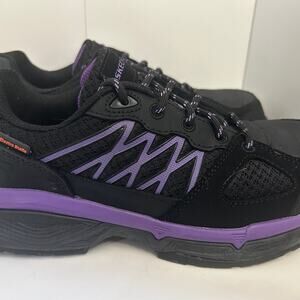 Women's Black/Purple Skecher Lightweight Safety toe Shoe 7